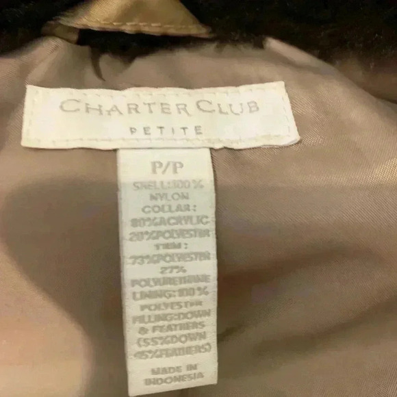 Charter Club Petite Women's Puffer Vest Faux Fur Collar Full Zip Brown Size P/P - Picture 5 of 12